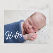 Hello Baby Boy Foto Einfache Geburtserklärung Postkarte (Vorderseite)
