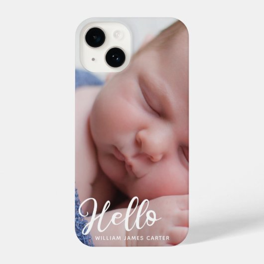 Hello Baby Boy Foto Einfache Skripte Personalisier iPhone Hülle (Rückseite)
