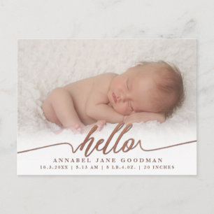 Hello Baby Boy Girl Birth Announcement Foto Postkarte