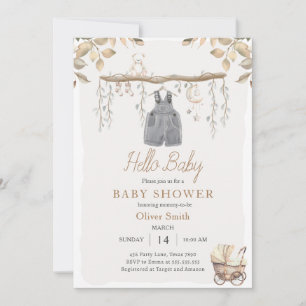 Hello Baby Boy Kleidung Kinderzimmer Boho Baby Dus Einladung