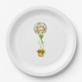 Hello Baby Boy Paper Plates – Soft Elegant  Pappteller