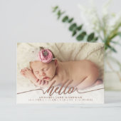 Hello Baby Bronze Geburtshilfekarte Ankündigung (Stehend Vorderseite)