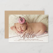 Hello Baby Bronze Geburtshilfekarte Ankündigung (Vorne/Hinten)