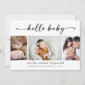 Hello Baby Calligraphy 3 Foto Birth Ankündigung (Vorderseite)