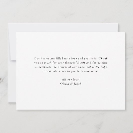 Hello Baby Calligraphy 3 Foto Birth Ankündigung (Rückseite)