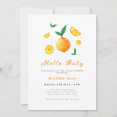 Hello Baby Citrus Orange Farm Baby Dusche Einladung (Vorderseite)