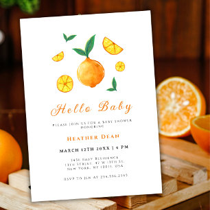 Hello Baby Citrus Orange Farm Baby Dusche Einladung