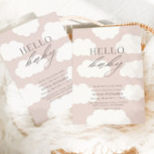 Hello Baby | Cloud Nine Pink Girl Baby Dusche Einladung