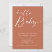 Hello Baby Copper Minimalistisch Boho Babydusche Einladung (Vorderseite)