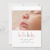 Hello Baby Cute Colorful New Baby Ankündigung (Vorderseite)