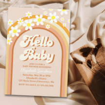 Hello Baby Cute Groovy Baby Shower