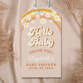 Hello Baby Cute Groovy Baby Shower Geschenkanhänger