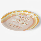 Hello Baby Cute Groovy Baby Shower Pappteller (Schrägansicht)