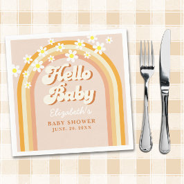 Hello Baby Cute Groovy Baby Shower Serviette