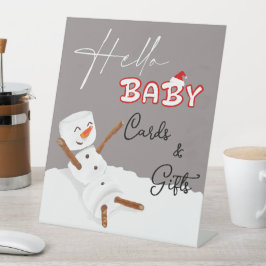 Hello Baby Cute Snowman Baby Shower Cards & Gifts Sockelschild