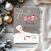 Hello Baby Cute Snowman Baby Shower Dankeskarte