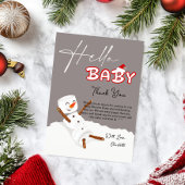 Hello Baby Cute Snowman Baby Shower Dankeskarte