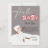 Hello Baby Cute Snowman Baby Shower Dankeskarte (Vorderseite)