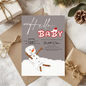 Hello Baby Cute Snowman Baby Shower Einladung