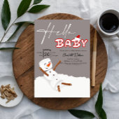 Hello Baby Cute Snowman Baby Shower Einladung