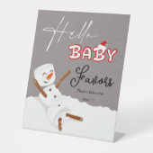 Hello Baby Cute Snowman Baby Shower Favors Sockelschild (Vorderseite)