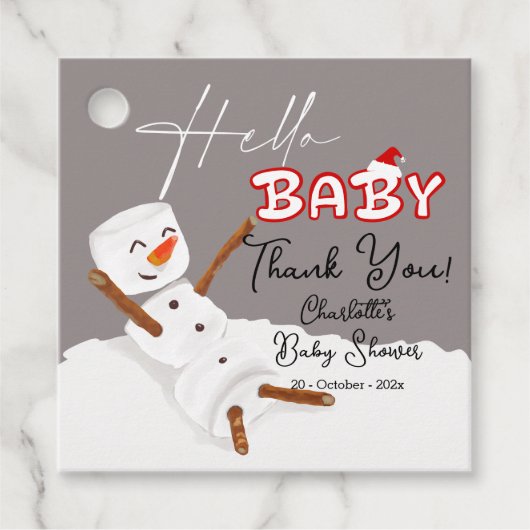 Hello Baby Cute Snowman Baby Shower Geschenkanhänger (Vorderseite)