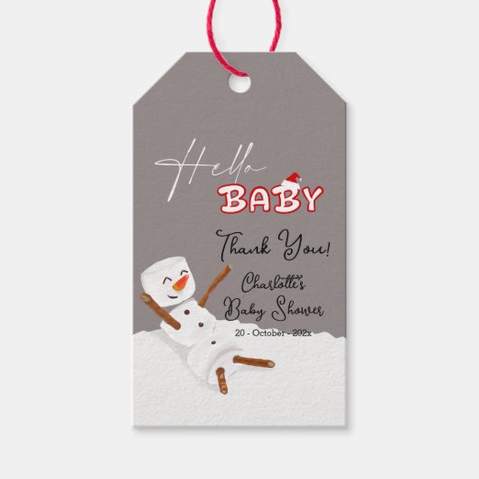 Hello Baby Cute Snowman Baby Shower Geschenkanhänger (Vorderseite)