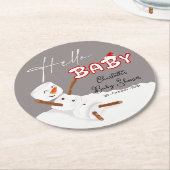 Hello Baby Cute Snowman Baby Shower Paper Coaster Runder Pappuntersetzer (Angewinkelt)