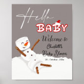 Hello Baby Cute Snowman Baby Shower Welcome Poster (Vorne)