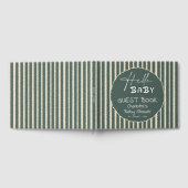 Hello Baby Dark Green Stripes Baby Shower Gästebuch (Voll)