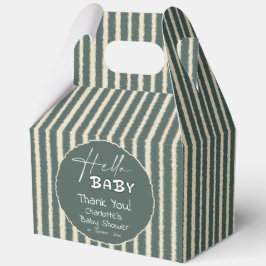 Hello Baby Dark Green Stripes Baby Shower Geschenkschachtel
