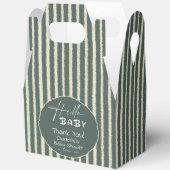 Hello Baby Dark Green Stripes Baby Shower Geschenkschachtel (Offen)
