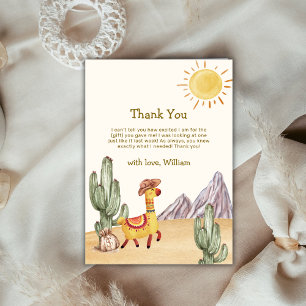 Hello Baby Desert Cactus Llama Cowboy Baby Shower Dankeskarte