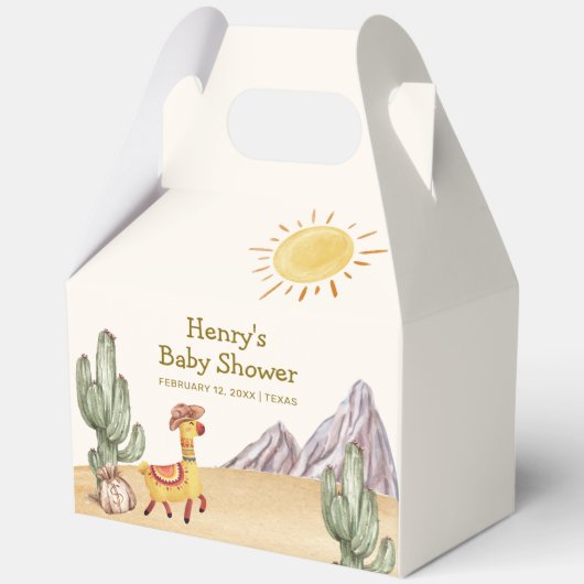 Hello Baby Desert Cactus Llama Cowboy Baby Shower Geschenkschachtel (Vorderseite)