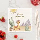 Hello Baby Desert Cactus Llama Cowboy Baby Shower Serviette (Beispiel)