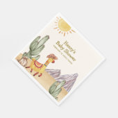Hello Baby Desert Cactus Llama Cowboy Baby Shower Serviette (Ecke)