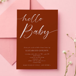 Hello Baby Dusche Minimalistisch Kupfer Neutral Bo Einladung