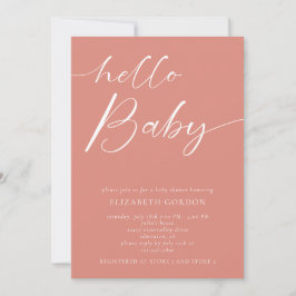 Hello Baby Dusche Minimalistisch Pink Girl Boho Einladung