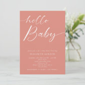 Hello Baby Dusche Minimalistisch Pink Girl Boho Einladung (Stehend Vorderseite)