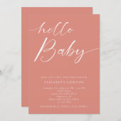 Hello Baby Dusche Minimalistisch Pink Girl Boho Einladung (Vorne/Hinten)