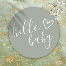 Hello Baby Duwer Gender Neutral Boho Sage Green