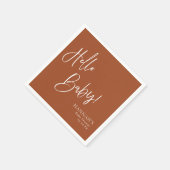 Hello Baby Earthy Terracotta Bohemisch Baby Dusche Serviette (Ecke)