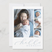 Hello Baby Einfaches Skriptfoto Collage Birth Ankündigung (Vorderseite)
