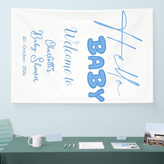 Hello Baby Elegant Baby Shower Banner (Messe)