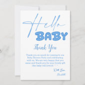 Hello Baby Elegant Baby Shower Dankeskarte (Vorderseite)