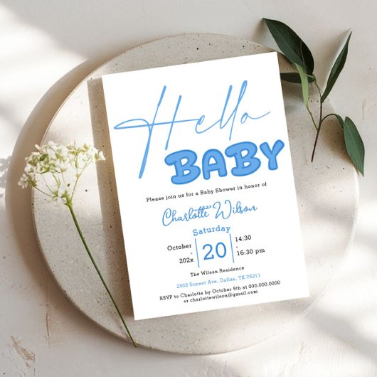 Hello Baby Elegant Baby Shower Einladung