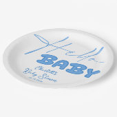 Hello Baby Elegant Baby Shower Pappteller (Schrägansicht)