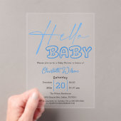 Hello Baby Elegant Blue Baby Shower Acryleinladungen (Insitu (Handheld))
