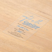 Hello Baby Elegant Blue Baby Shower Acryleinladungen (Ablage )