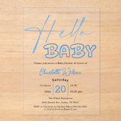 Hello Baby Elegant Blue Baby Shower Acryleinladungen (Vorderseite)